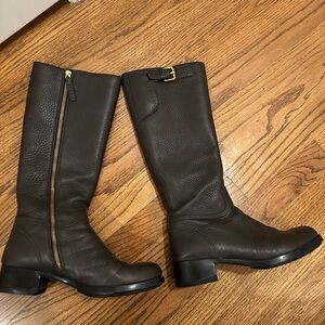 Prada Dark Brown Pebbled Leather Knee Boots